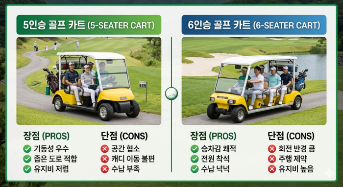 골프장 5인승 카트와 6인승 카트의 장단점