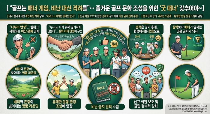 “골프는 매너 게임, 비난 대신 격려를”... 즐거운 골프 문화 조성을 위한 ‘굿 매너’ 갖추어야~ 